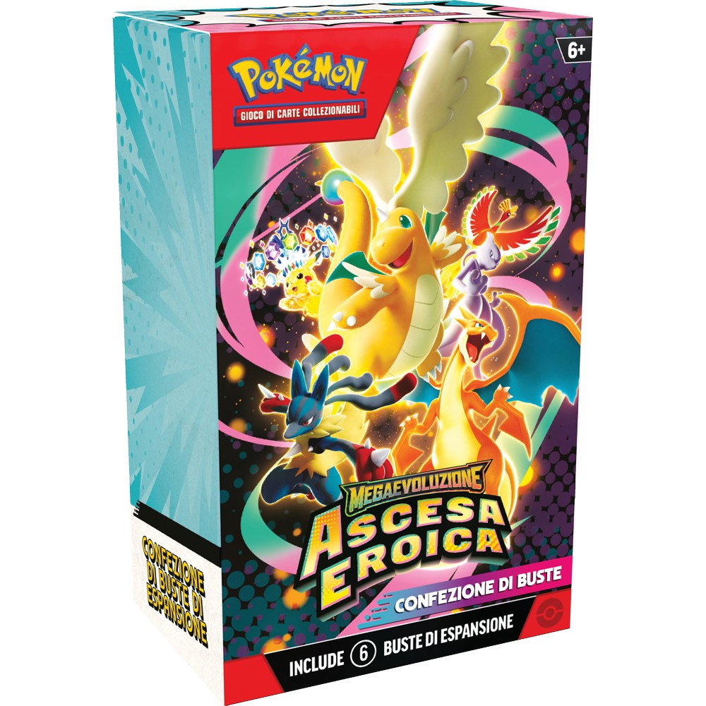Confezione italiana Booster Bundle Pokémon Megaevoluzione Ascesa Eroica da sei buste