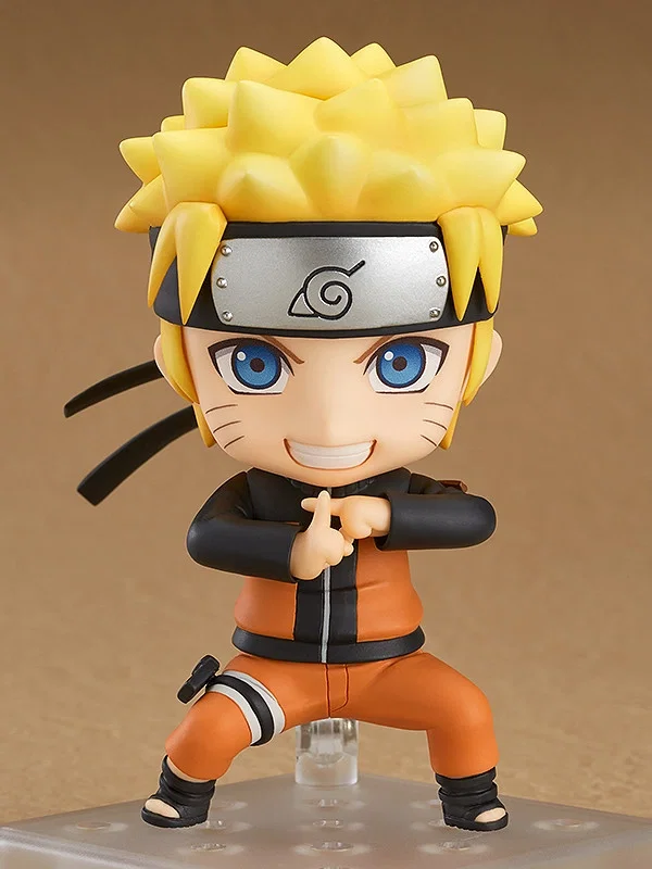 Nendoroid Naruto Uzumaki 682 di Naruto Shippuden con le mani nel gesto della tecnica della moltiplicazione.