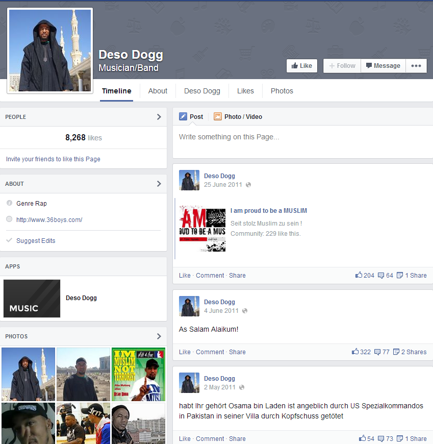 La pagina Facebook di Deso Dogg