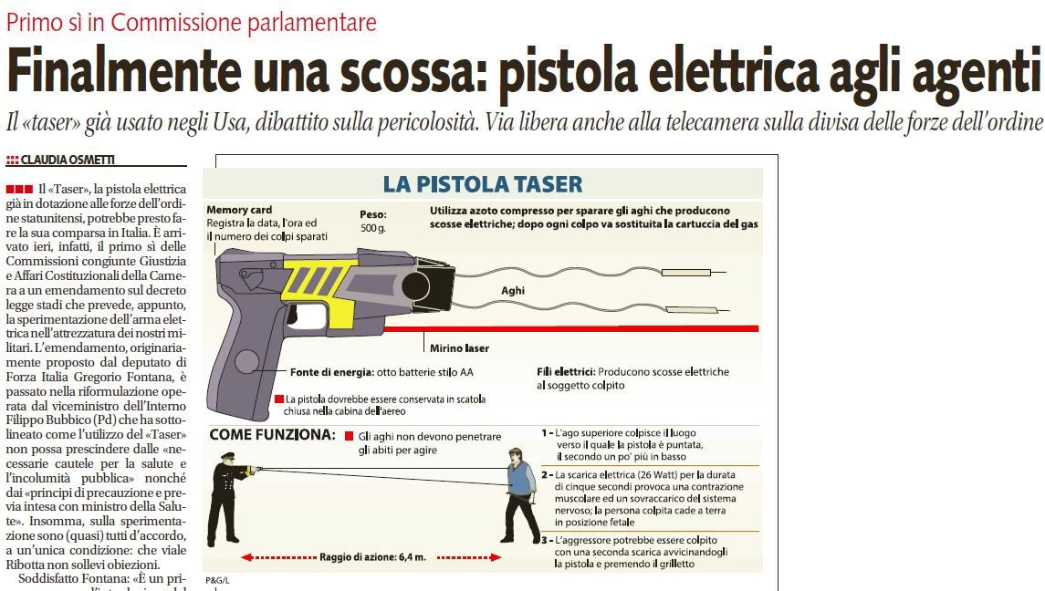 SCARICA TASER POLIZIA
