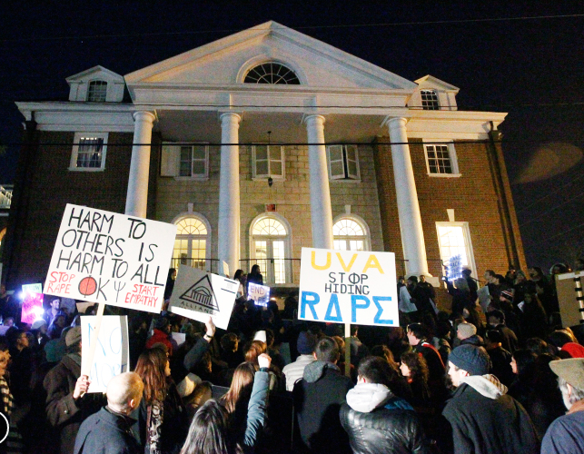 stupro università virginia, proteste