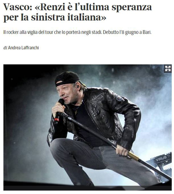 «Vasco Rossi su Renzi? La coca brucia il cervello ...