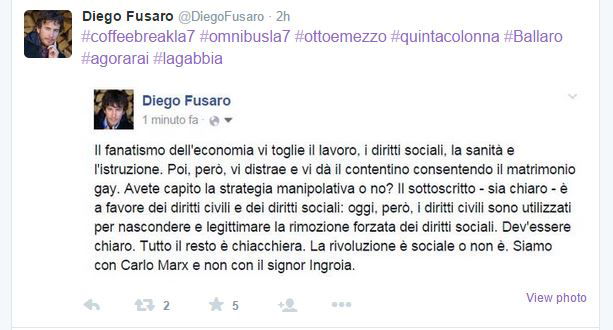 Fortunatamente Marx non dovrà mai leggere Fusaro