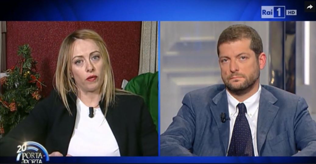 andrea romano giorgia meloni porta a porta
