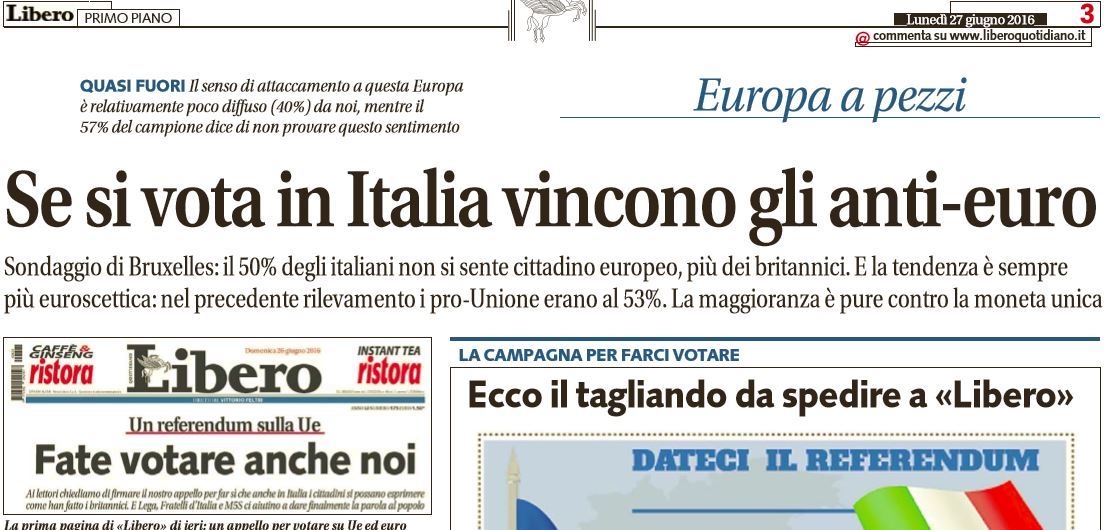 Libero e il tagliando per uscire dall'Europa e dall'euro article-post