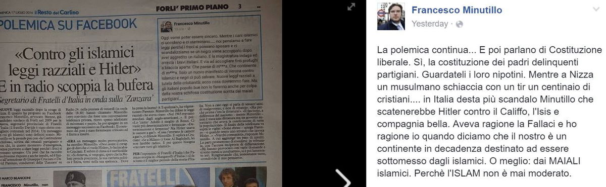 Francesco Minutillo: l'avvocato sospeso da Fratelli d'Italia per le frasi razziste article-post
