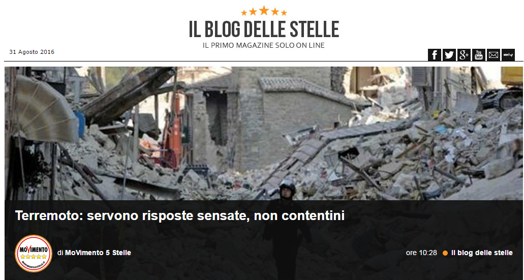 Beppe Grillo, il terremoto e i «pannicelli caldi» article-post
