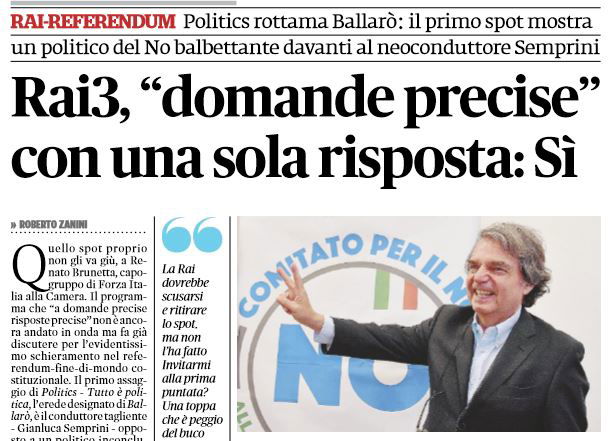 Gianluca Semprini: Politics e la propaganda per il referendum article-post