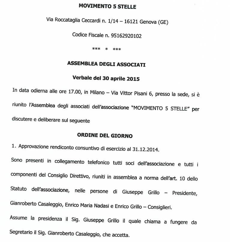 associazione movimento 5 stelle