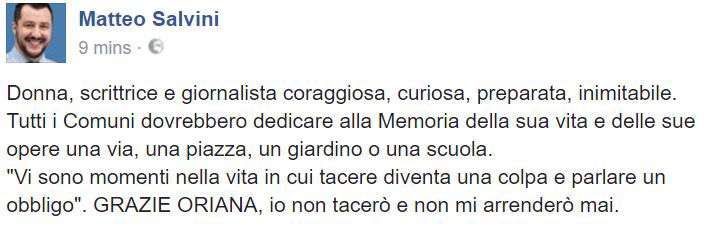 Matteo Salvini onora Oriana Fallaci (che odiava la Lega) article-post