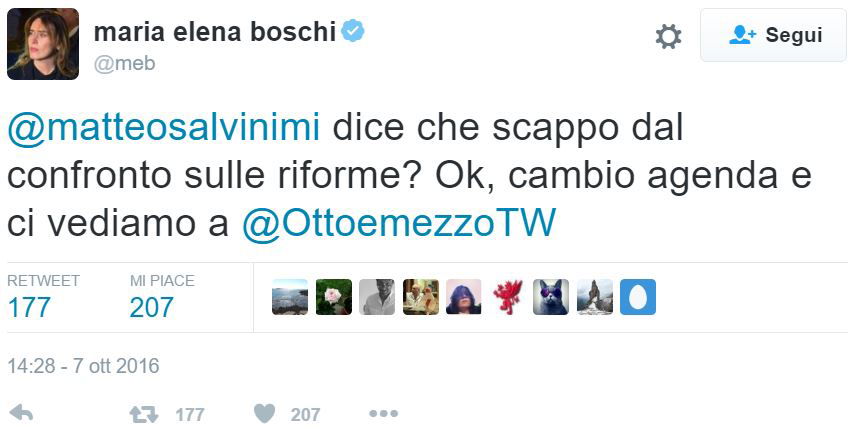 Maria Elena Boschi va al confronto con Salvini article-post