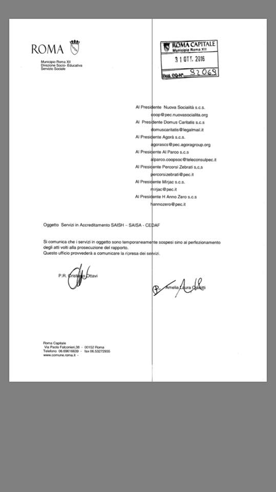 Municipio XII, sospesa l'assistenza domiciliare ad anziani e disabili