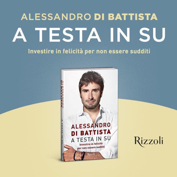 alessandro di battista a testa in su libro