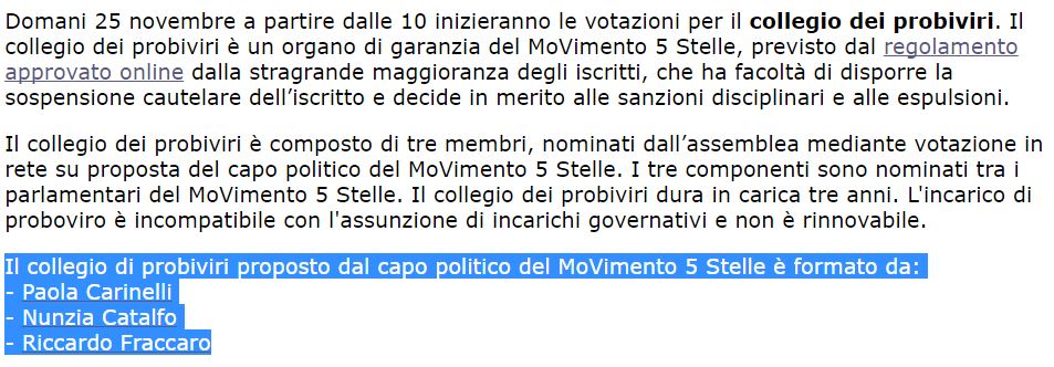 Il collegio dei probiviri lo sceglie direttamente Grillo article-post