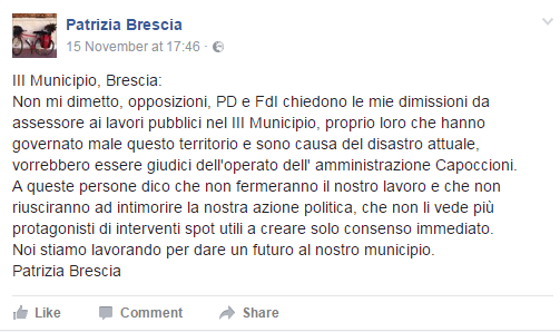 patrizia brescia terzo municipio revoca dimissioni