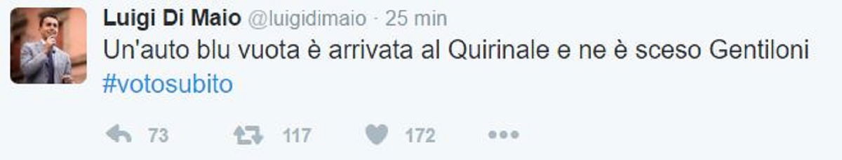 Il tweet di Luigi Di Maio su Gentiloni article-post