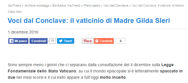 sondaggi clandestini conclave referendum vaticano