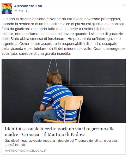 adolescente effeminato padova tribunale minori
