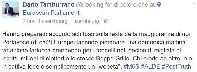 Dario Tamburrano: lo sfogo dell'eurodeputato sul voto per l'alleanza con l'ALDE article-post