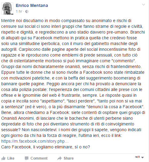 enrico mentana onanisti facebook