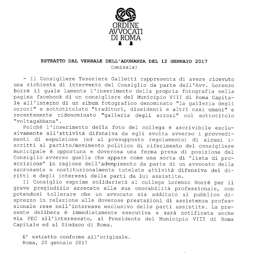 lorenzo borrè lista proscrizione m5s morosini ordine avvocati 