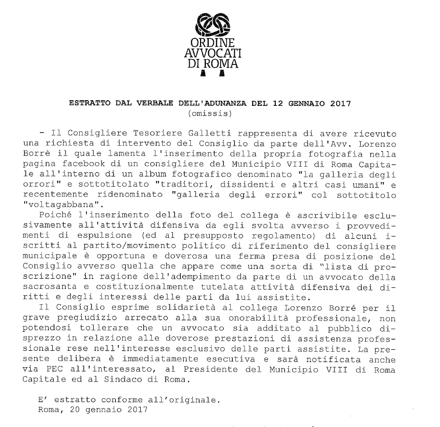 lorenzo borrè lista proscrizione m5s morosini ordine avvocati