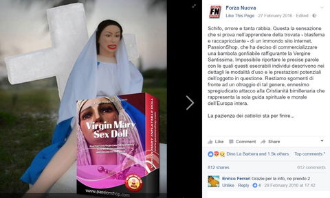 La bambola gonfiabile che minaccia la sensibilità di Forza Nuova preview