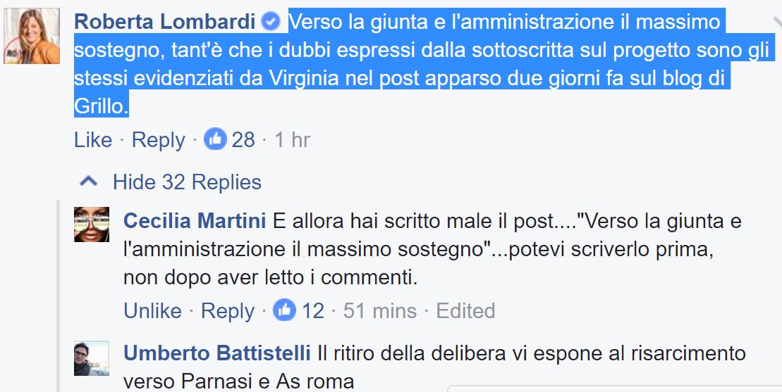 La Lombardi si accorge improvvisamente di pensarla come la Raggi! article-post