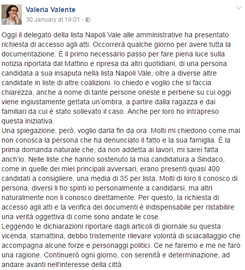 valeria valente napoli vale candidatura insaputa - 1