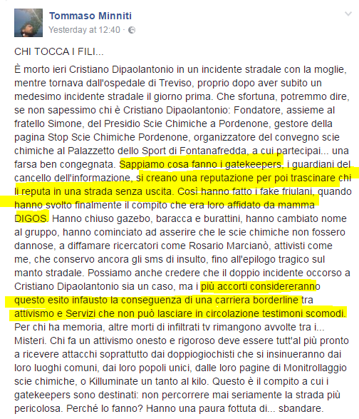 Tommaso Minniti cristiano di paolantonio scie chimiche pordenone complotto morte - 2