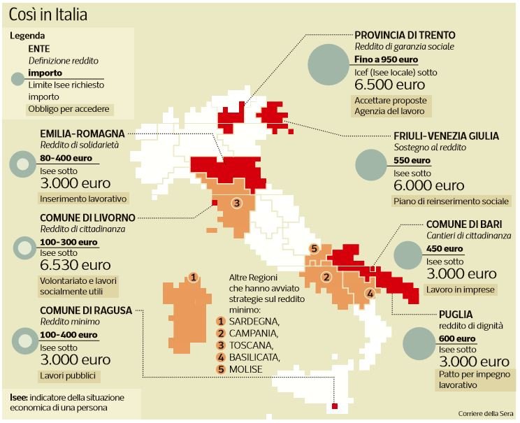 reddito minimo italia mappa