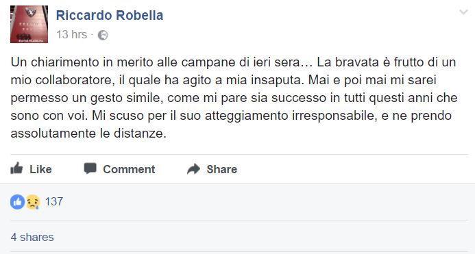 Don Riccardo Robella e le campane a festa per la sconfitta della Juve article-post