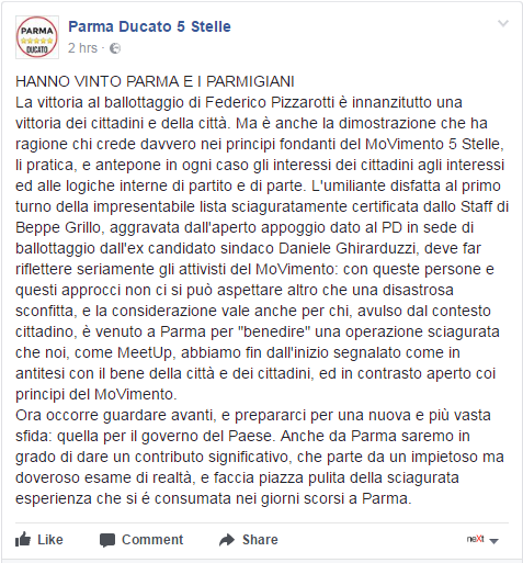 ducato 5 stelle parma pizzarotti sindaco 2017 -1