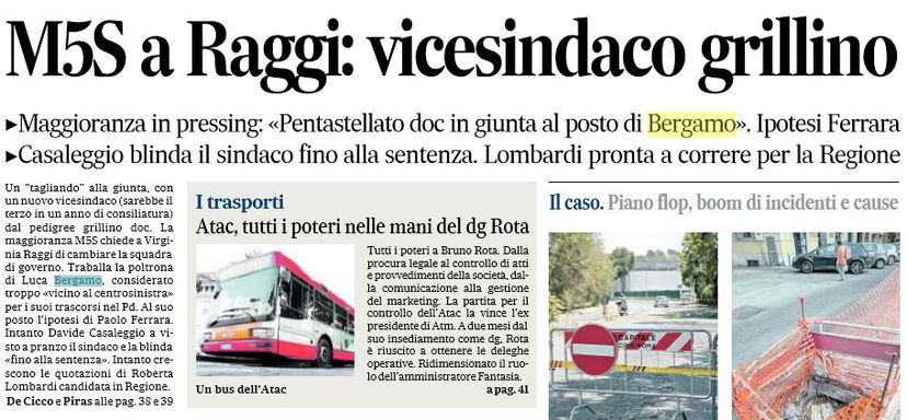 Perché Luca Bergamo non sarà più vicesindaco nella Giunta Raggi? article-post