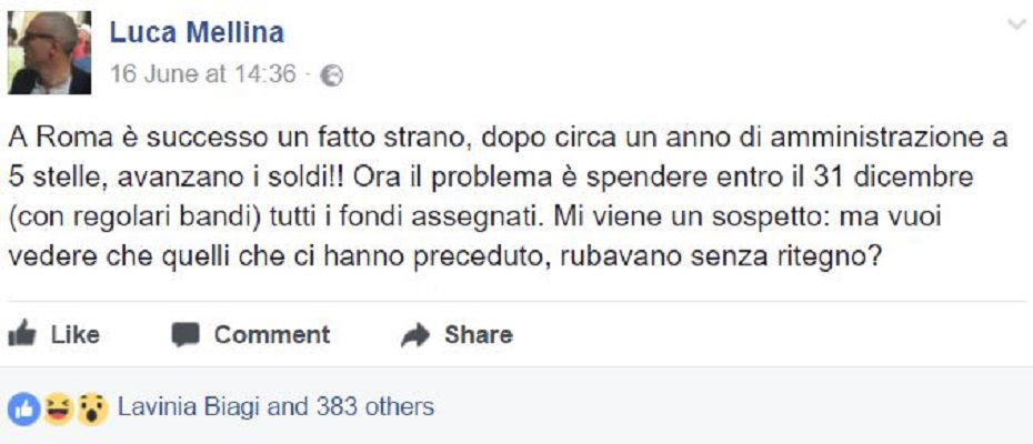 «A Roma con i 5 Stelle avanzano i soldi!» article-post