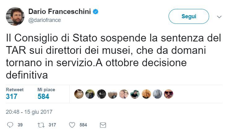 Il Consiglio di Stato sospende la sentenza del TAR sui direttori dei musei article-post