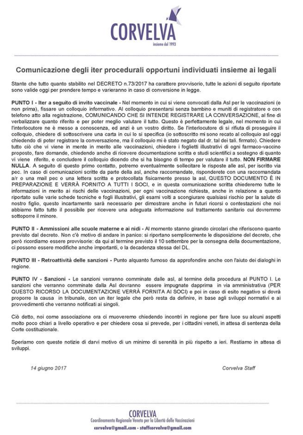corvelva free vax decreto vaccini obbligatori - 1