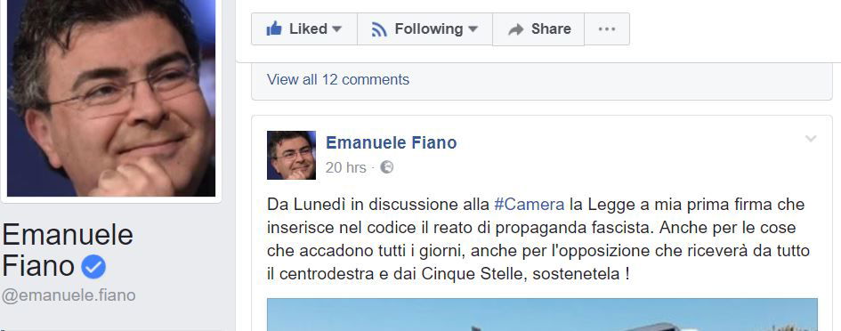 legge contro fascismo emanuele fiano 2