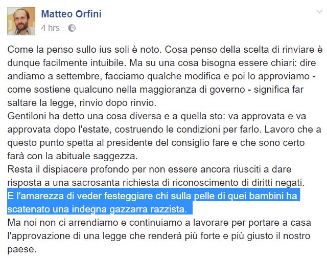 Matteo Orfini è l'ultimo a difendere lo ius soli article-post