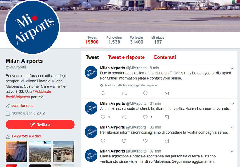 Lo sciopero degli addetti ai bagagli a Malpensa article-post