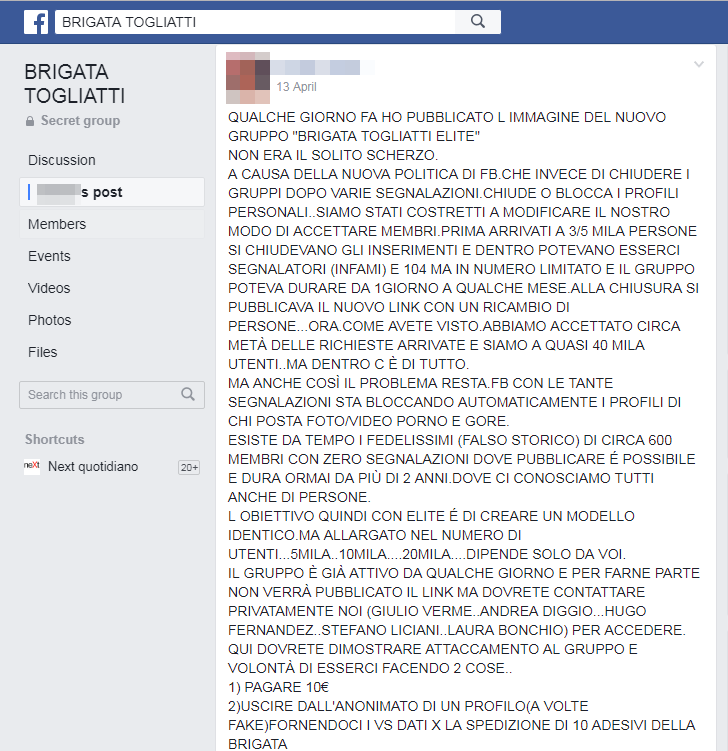 brigata togliatti facebook social network - 4