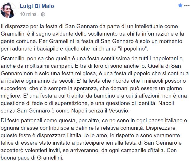 Luigi Di Maio rivendica San Gennaro article-post