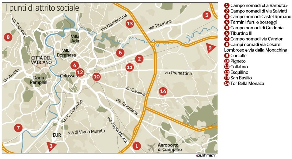 mappa luoghi pericolosi roma