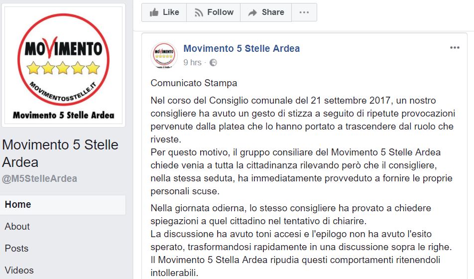 movimento 5 stelle ardea