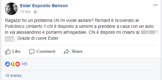 richard benson umberto I ricoverato come sta - 2