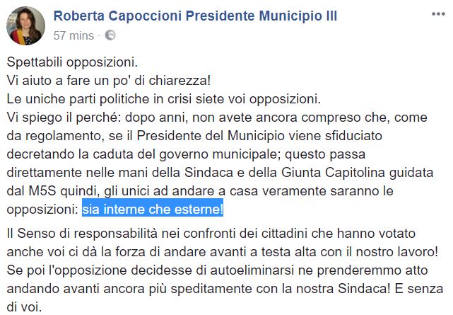 Roberta Capoccioni certifica la crisi del III Municipio article-post