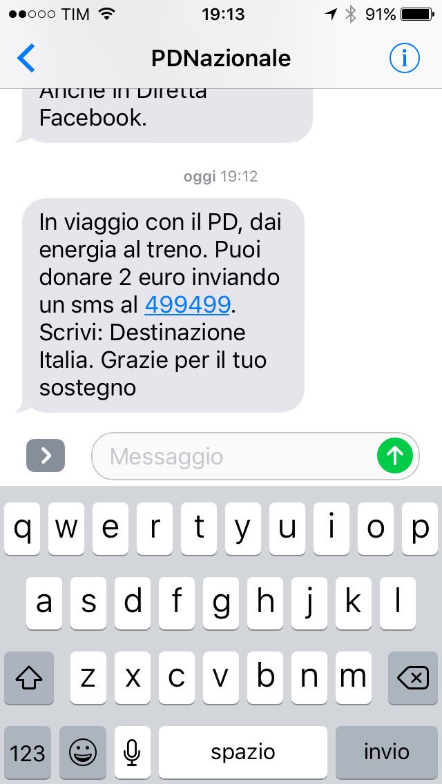 L'SMS del PD per i due euro al treno di Renzi article-post