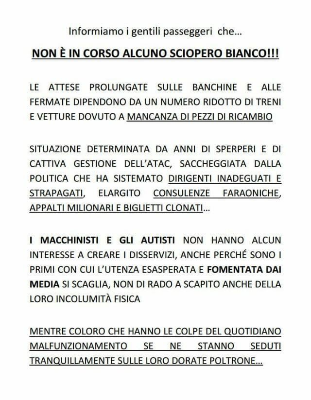 atac sciopero bianco