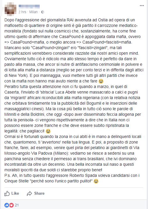 casapound insulti zingari spada - 12