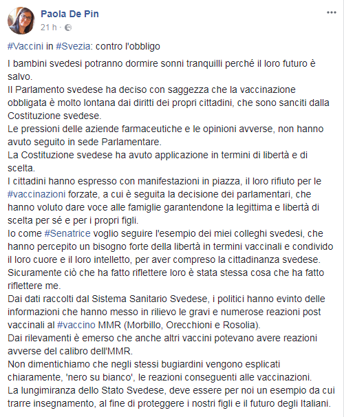 paola de pin vaccini freevax no vax antivax - 4